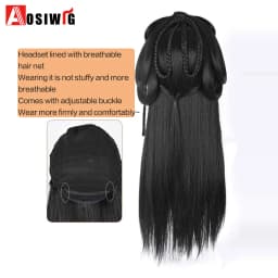 Synthetic Ancient Hanfu Wig One-Piece Full Head Set Design Wig Heat-Resistant Cosplay Party Dress Up Wig With Braids for Women