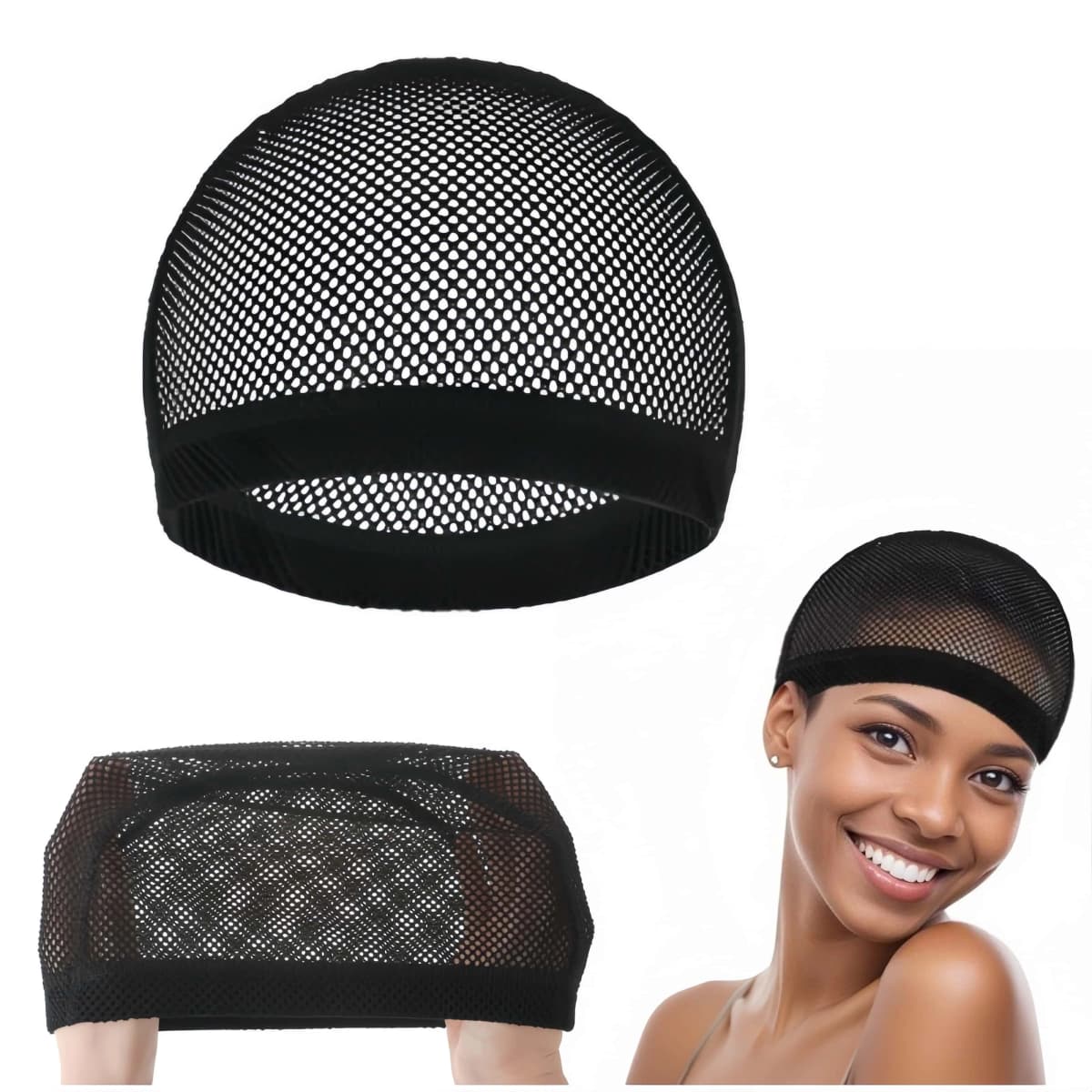 Wig Cap Black Crochet Wig Caps Stretchable Mesh Wig Caps Non Slip Hair Nets Weaving Cap for Making and Keeping Wig