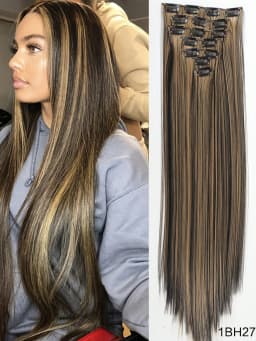 Synthetic Straight Hair Clip In Hair Extensions 7PCS Set Corn 24inch Long Clip On Hairpiece Corn Wavy Style For Women Girls