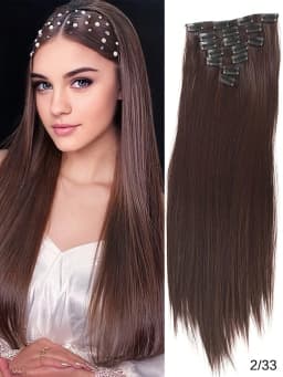 Synthetic Straight Hair Clip In Hair Extensions 7PCS Set Corn 24inch Long Clip On Hairpiece Corn Wavy Style For Women Girls