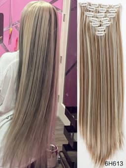 Synthetic Straight Hair Clip In Hair Extensions 7PCS Set Corn 24inch Long Clip On Hairpiece Corn Wavy Style For Women Girls