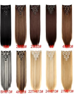 Synthetic Straight Hair Clip In Hair Extensions 7PCS Set Corn 24inch Long Clip On Hairpiece Corn Wavy Style For Women Girls