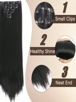 Synthetic Straight Hair Clip In Hair Extensions 7PCS Set Corn 24inch Long Clip On Hairpiece Corn Wavy Style For Women Girls