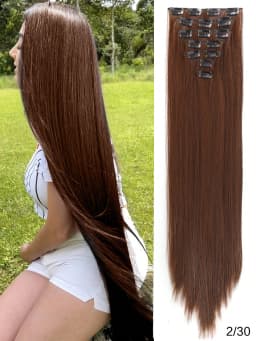 Synthetic Straight Hair Clip In Hair Extensions 7PCS Set Corn 24inch Long Clip On Hairpiece Corn Wavy Style For Women Girls