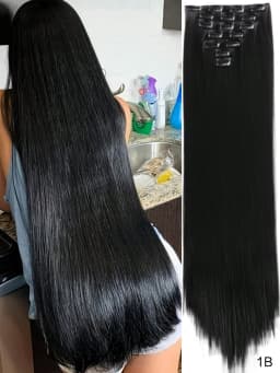 Synthetic Straight Hair Clip In Hair Extensions 7PCS Set Corn 24inch Long Clip On Hairpiece Corn Wavy Style For Women Girls