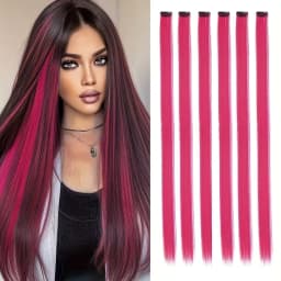 22Inch Synthetic 6pcs Long Straight Hair Extension Colored Rainbow High-Temperature Fiber Hairpiece for Women Daily Party Use
