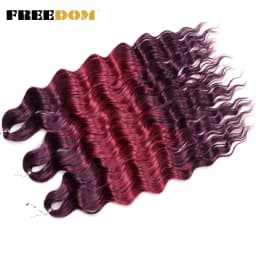 FREEDOM Synthetic Braiding Hair Extensions Natural Loose Deep Wavy 24inch Long Braid Hair Ombre Brown Rainbow Twist Crochet Hair