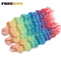 FREEDOM Synthetic Braiding Hair Extensions Natural Loose Deep Wavy 24inch Long Braid Hair Ombre Brown Rainbow Twist Crochet Hair