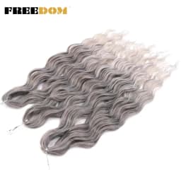 FREEDOM Synthetic Braiding Hair Extensions Natural Loose Deep Wavy 24inch Long Braid Hair Ombre Brown Rainbow Twist Crochet Hair