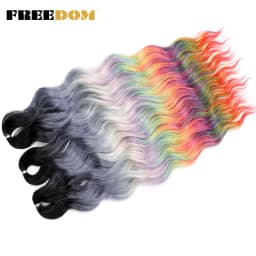 FREEDOM Synthetic Braiding Hair Extensions Natural Loose Deep Wavy 24inch Long Braid Hair Ombre Brown Rainbow Twist Crochet Hair