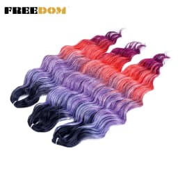 FREEDOM Synthetic Braiding Hair Extensions Natural Loose Deep Wavy 24inch Long Braid Hair Ombre Brown Rainbow Twist Crochet Hair