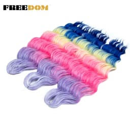 FREEDOM Synthetic Braiding Hair Extensions Natural Loose Deep Wavy 24inch Long Braid Hair Ombre Brown Rainbow Twist Crochet Hair