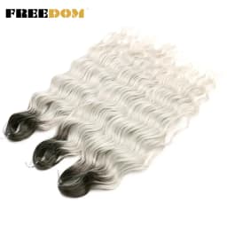 FREEDOM Synthetic Braiding Hair Extensions Natural Loose Deep Wavy 24inch Long Braid Hair Ombre Brown Rainbow Twist Crochet Hair