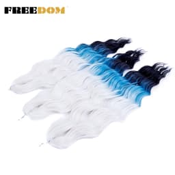 FREEDOM Synthetic Braiding Hair Extensions Natural Loose Deep Wavy 24inch Long Braid Hair Ombre Brown Rainbow Twist Crochet Hair