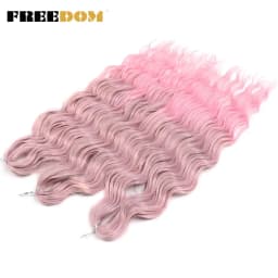 FREEDOM Synthetic Braiding Hair Extensions Natural Loose Deep Wavy 24inch Long Braid Hair Ombre Brown Rainbow Twist Crochet Hair