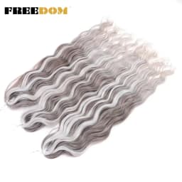 FREEDOM Synthetic Braiding Hair Extensions Natural Loose Deep Wavy 24inch Long Braid Hair Ombre Brown Rainbow Twist Crochet Hair