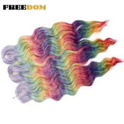 FREEDOM Synthetic Braiding Hair Extensions Natural Loose Deep Wavy 24inch Long Braid Hair Ombre Brown Rainbow Twist Crochet Hair