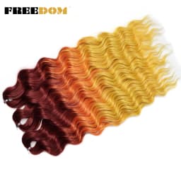 FREEDOM Synthetic Braiding Hair Extensions Natural Loose Deep Wavy 24inch Long Braid Hair Ombre Brown Rainbow Twist Crochet Hair