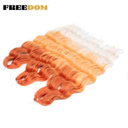FREEDOM Synthetic Braiding Hair Extensions Natural Loose Deep Wavy 24inch Long Braid Hair Ombre Brown Rainbow Twist Crochet Hair