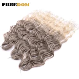 FREEDOM Synthetic Braiding Hair Extensions Natural Loose Deep Wavy 24inch Long Braid Hair Ombre Brown Rainbow Twist Crochet Hair