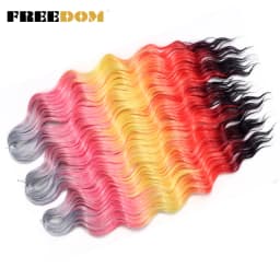 FREEDOM Synthetic Braiding Hair Extensions Natural Loose Deep Wavy 24inch Long Braid Hair Ombre Brown Rainbow Twist Crochet Hair