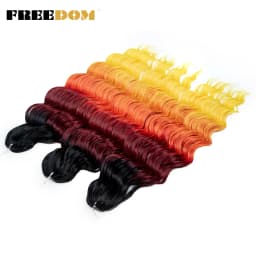 FREEDOM Synthetic Braiding Hair Extensions Natural Loose Deep Wavy 24inch Long Braid Hair Ombre Brown Rainbow Twist Crochet Hair
