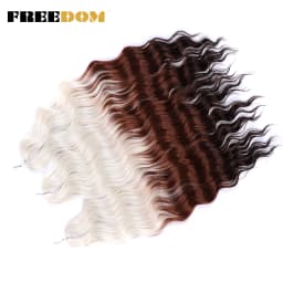 FREEDOM Synthetic Braiding Hair Extensions Natural Loose Deep Wavy 24inch Long Braid Hair Ombre Brown Rainbow Twist Crochet Hair