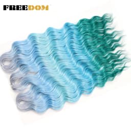 FREEDOM Synthetic Braiding Hair Extensions Natural Loose Deep Wavy 24inch Long Braid Hair Ombre Brown Rainbow Twist Crochet Hair