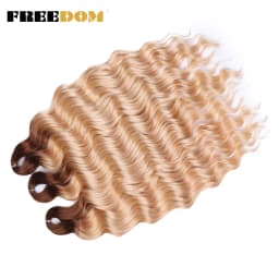 FREEDOM Synthetic Braiding Hair Extensions Natural Loose Deep Wavy 24inch Long Braid Hair Ombre Brown Rainbow Twist Crochet Hair