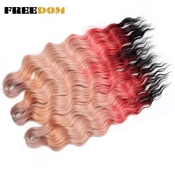 FREEDOM Synthetic Braiding Hair Extensions Natural Loose Deep Wavy 24inch Long Braid Hair Ombre Brown Rainbow Twist Crochet Hair