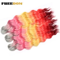 FREEDOM Synthetic Braiding Hair Extensions Natural Loose Deep Wavy 24inch Long Braid Hair Ombre Brown Rainbow Twist Crochet Hair