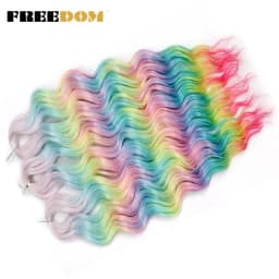 FREEDOM Synthetic Braiding Hair Extensions Natural Loose Deep Wavy 24inch Long Braid Hair Ombre Brown Rainbow Twist Crochet Hair