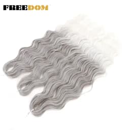 FREEDOM Synthetic Braiding Hair Extensions Natural Loose Deep Wavy 24inch Long Braid Hair Ombre Brown Rainbow Twist Crochet Hair