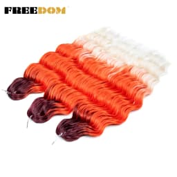 FREEDOM Synthetic Braiding Hair Extensions Natural Loose Deep Wavy 24inch Long Braid Hair Ombre Brown Rainbow Twist Crochet Hair