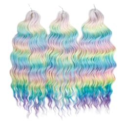 FREEDOM Synthetic Braiding Hair Extensions Natural Loose Deep Wavy 24inch Long Braid Hair Ombre Brown Rainbow Twist Crochet Hair