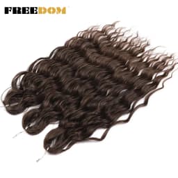 FREEDOM Synthetic Braiding Hair Extensions Natural Loose Deep Wavy 24inch Long Braid Hair Ombre Brown Rainbow Twist Crochet Hair