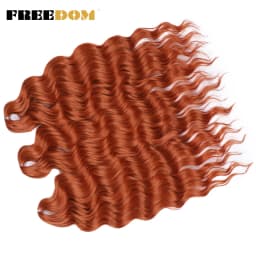 FREEDOM Synthetic Braiding Hair Extensions Natural Loose Deep Wavy 24inch Long Braid Hair Ombre Brown Rainbow Twist Crochet Hair
