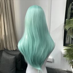 Wig with Bangs Mint Green 24inch Straight Headband Wig for Women Lolita Nature Fashion High Temperature Fibers Synthetic Wigs