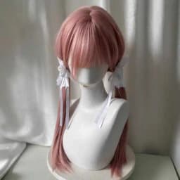 AOSIQUEEN Grapefruit Powder Wig Long Straight Synthetic Wig for Women Fashion Wig for Daily Halloween Costume Party Cosplay