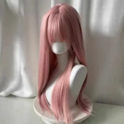AOSIQUEEN Grapefruit Powder Wig Long Straight Synthetic Wig for Women Fashion Wig for Daily Halloween Costume Party Cosplay