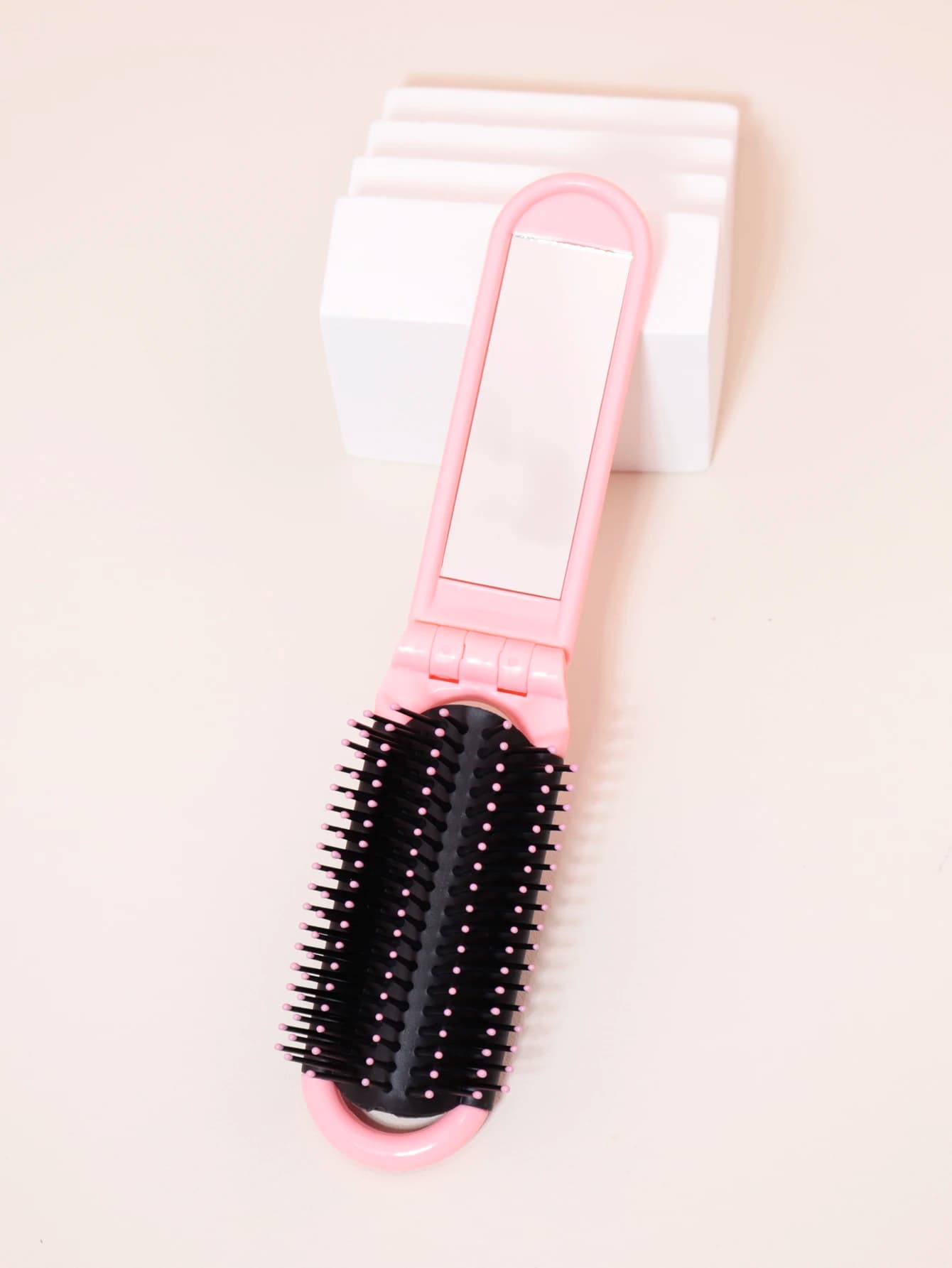 1pc Portable Mini Foldable Anti-Static Massage Mirror Hair Comb Travel Girl with Mirror Foldable Comb Special for Real Hair Wigs