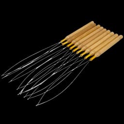 20 pcs Loop Pulling Needle Wood Handle Loop Needle Hair Extensions Feather Hair Extension Tools 2.9mm Nano Ring Threader Tools