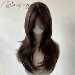 Ashely Brown Wig for Women Headband Body Wave Synthetic Wigs with Curtains Bangs High Quality Hair Wig for Daily Use парик 가발