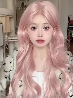 Pink Wig for Women Long Wavy Cosplay Wigs Natural Soft Sweet Synthetic Wig for Daily Use School Life Lolita Wig Pink