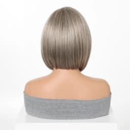 Short Straight Synthetic Wig Gray Blonde Ombre Heat Resistant Fiber Natural Looking Daily Wear Party Cosplay for Women Daily