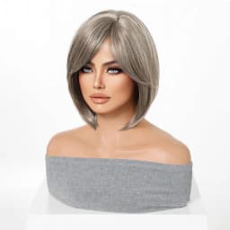 Short Straight Synthetic Wig Gray Blonde Ombre Heat Resistant Fiber Natural Looking Daily Wear Party Cosplay for Women Daily