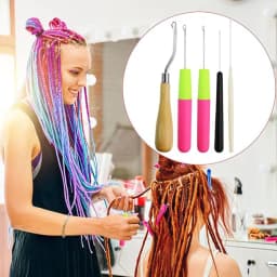 5pcs/Set  Crochet Dreadlock Hook Needles Dreadlock Tool Plastic & Wood Hair Weaving Crochet Needles Dreading Latch Hooks Craft