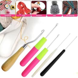 5pcs/Set  Crochet Dreadlock Hook Needles Dreadlock Tool Plastic & Wood Hair Weaving Crochet Needles Dreading Latch Hooks Craft