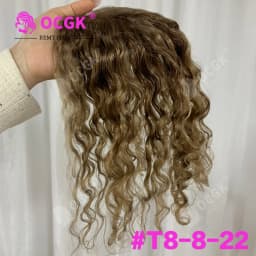 Women Hair Topper 100% Remy Human Hair Curly 9x14cm Invisible Base 12 Inch Long Add Volume Cover Hair Part