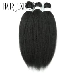 3PCS Vixen Bundles Crochet Hair 26Inch Synthetic Pre-stretched Braids Hair Extensions Kanekalon Yaki Straight Pony Hair Bundles
